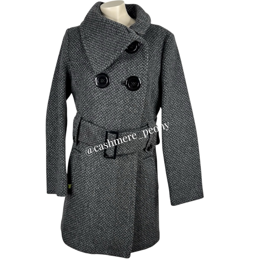 NEW Soia & Kyo Gemma Gray Wool Double Breasted Belt Coat Medium - Picture 2 of 11